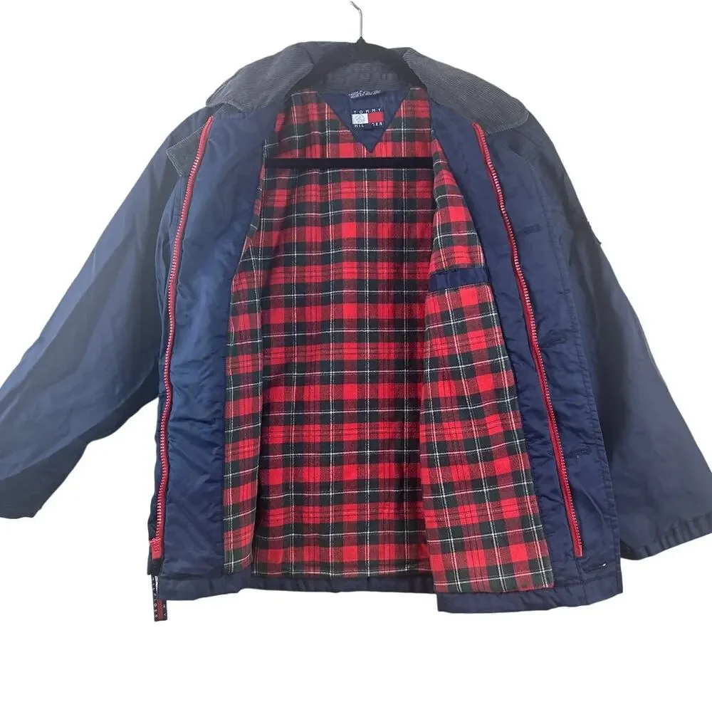 Tommy Hilfiger Vintage Navy Field Jacket Plaid Lined Men’s‎ Medium